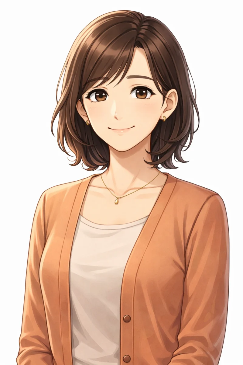 吉祥寺でマンツーマン英会話を学習する40代女性のイラスト